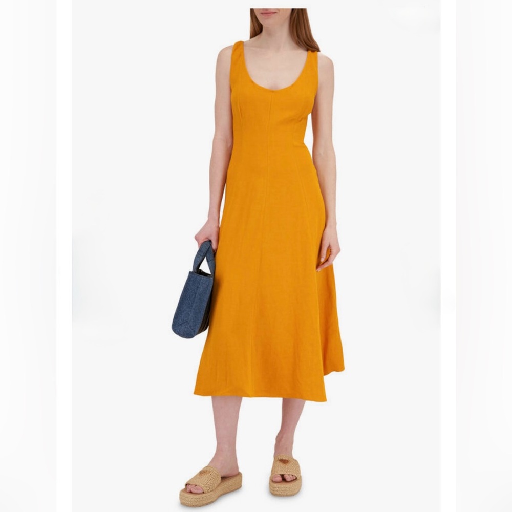 VINCE Papaya Paneled Scoop Neck Tank Dress $525 size Large New w tags